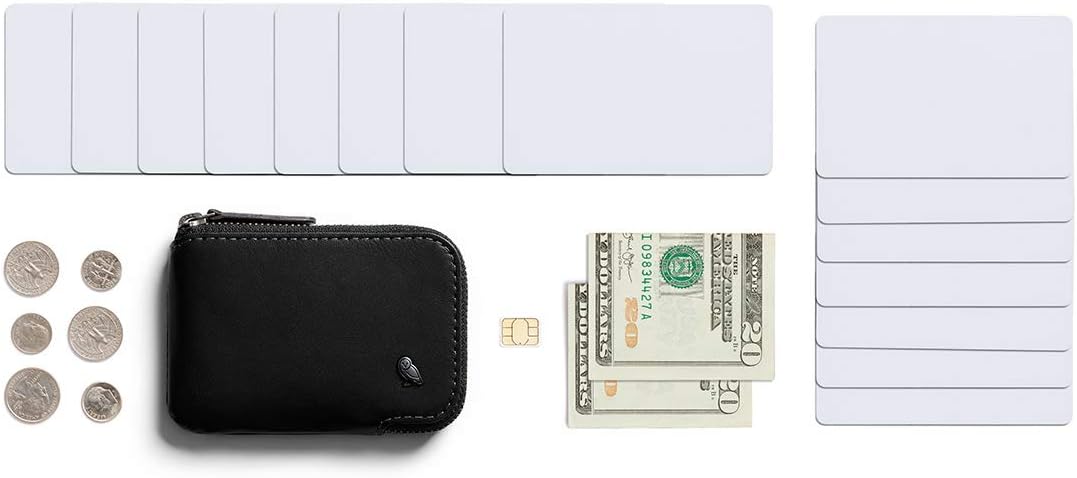 Bellroy - Tarjetero (pequeña cartera de cuero con cremallera, con c...