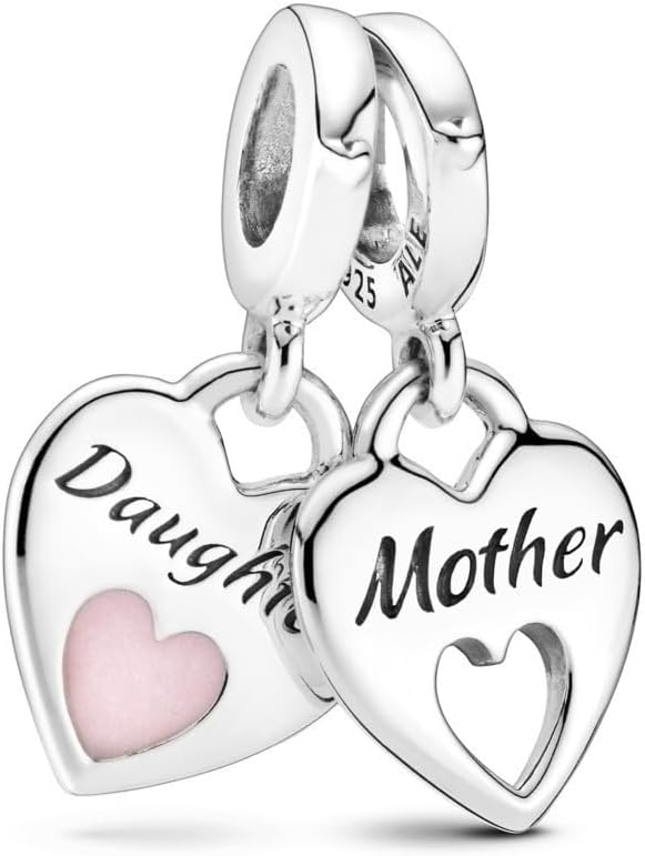 PANDORA Double Heart Split Dangle Charm | Plata de ley y esmalte, j...