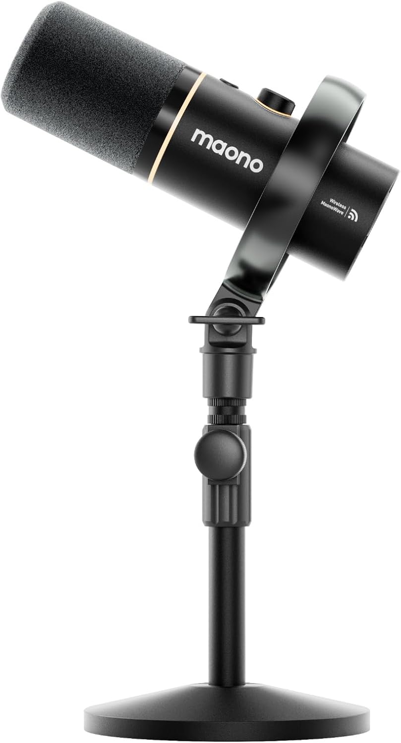 MAONO PD200W Micrófono inalámbrico híbrido para podcast para PC, mi...