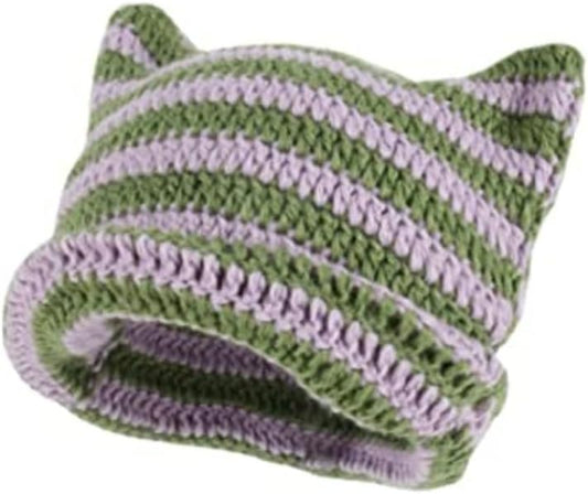 Gorros de ganchillo para mujer, gorro de gato vintage, gorro de zor...