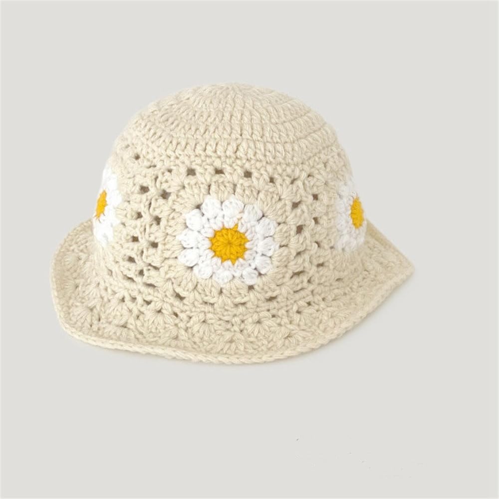 HCBLWY Sombrero de pescador de ganchillo hecho a mano, plegable, go...