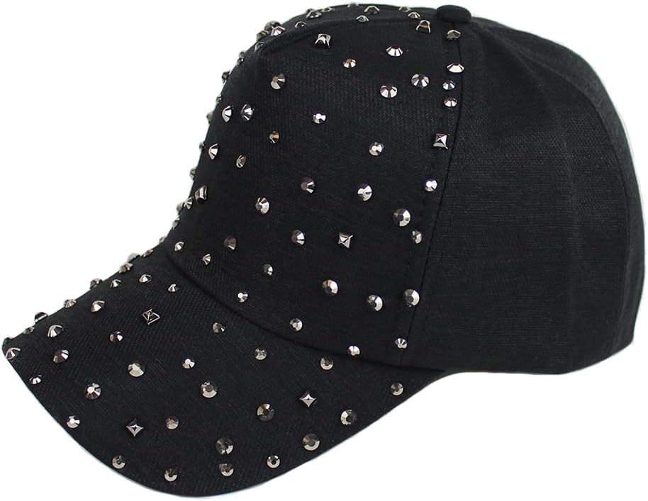 Gudessly Gorra de béisbol ajustable transpirable con diamantes de i...
