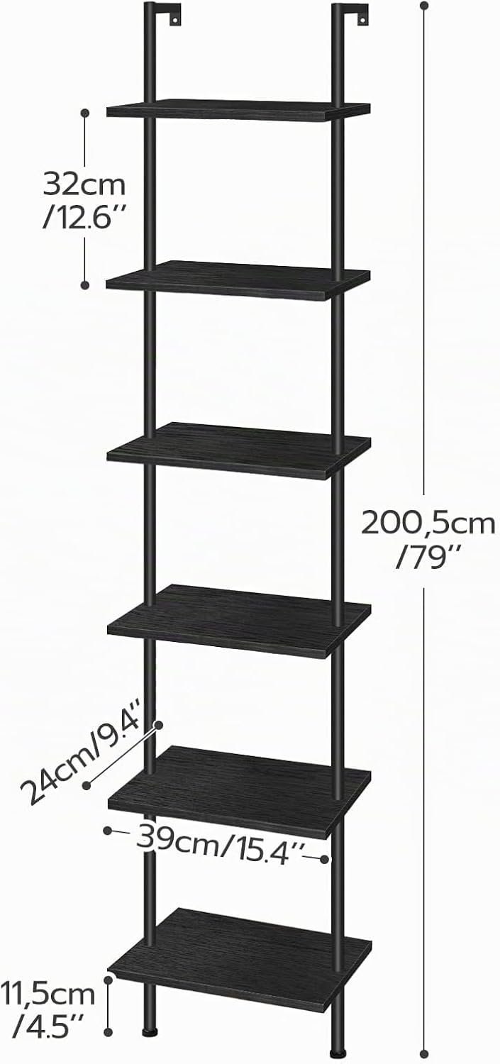 HOOBRO Estantería de escalera DIY, estantería de 6 niveles de mader...
