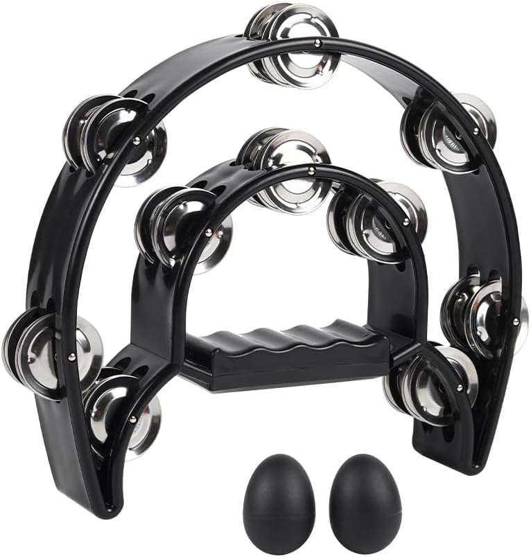 Pandereta de Doble Fila con Cascabeles de Metal, Instrumento de Per...
