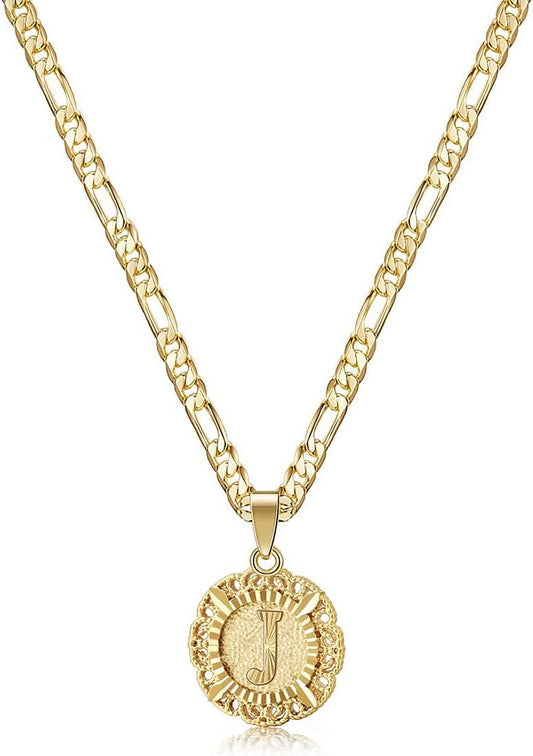 KissYan Collar con inicial para mujer, chapado en oro de 14 quilate...