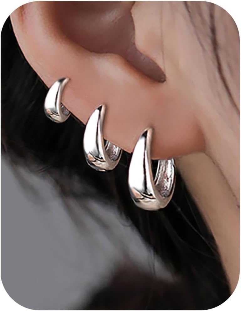 Juego de 3 pares de aretes de aro de oro para mujer, joyería de mod...
