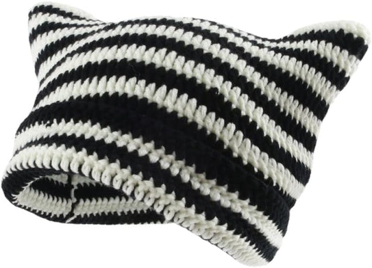 Gorros de ganchillo para mujer, gorro de gato vintage, gorro de zor...