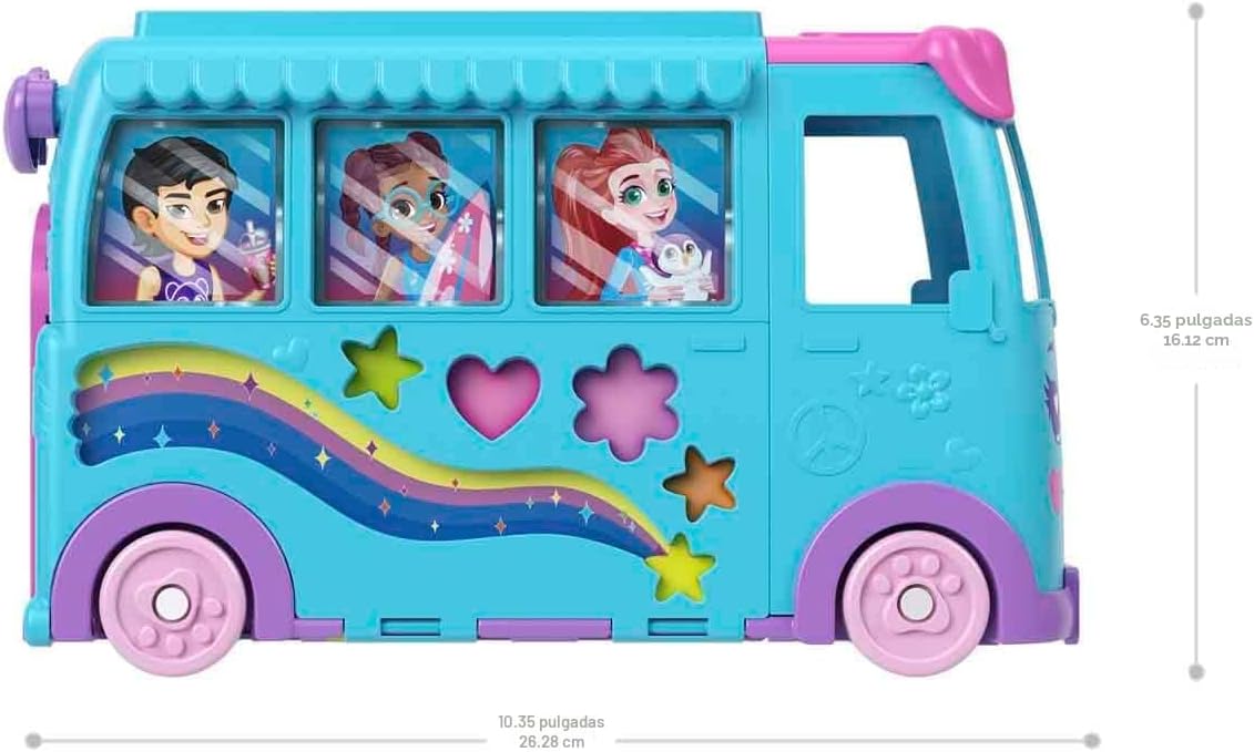 Polly Pocket Micro muñecas y vehículo transformador de furgoneta, a...