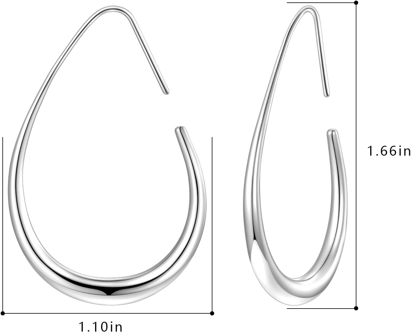 Aretes de aro ligeros con forma de lágrima para mujer, chapados en...