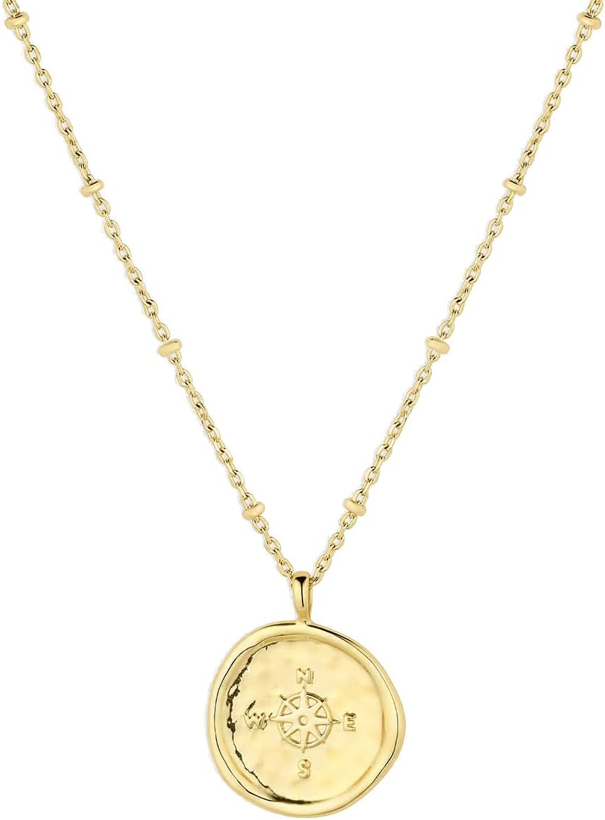 gorjana Collar con colgante de moneda de brújula para mujer, medall...