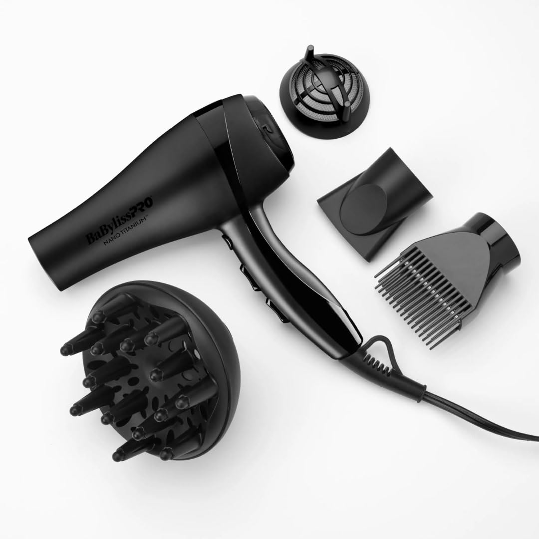 BaBylissPRO Nano Titanium secador de pelo de 2000 vatios con boquil...