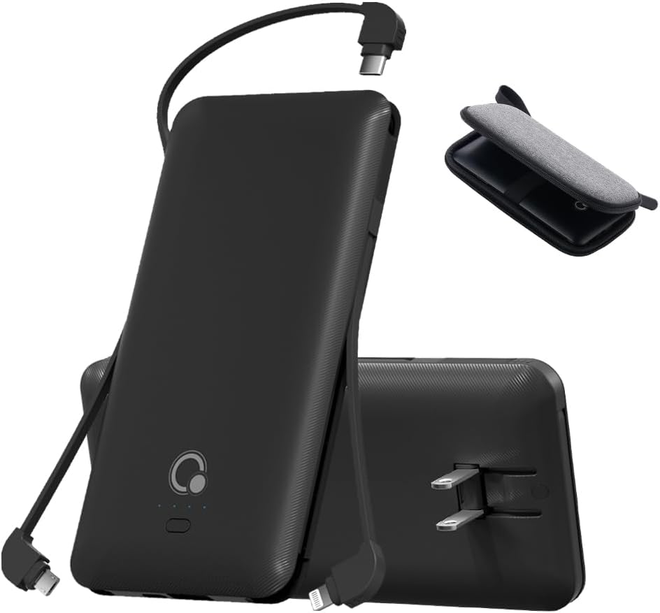Cargador portátil con cables integrados y enchufe de pared de CA, b...