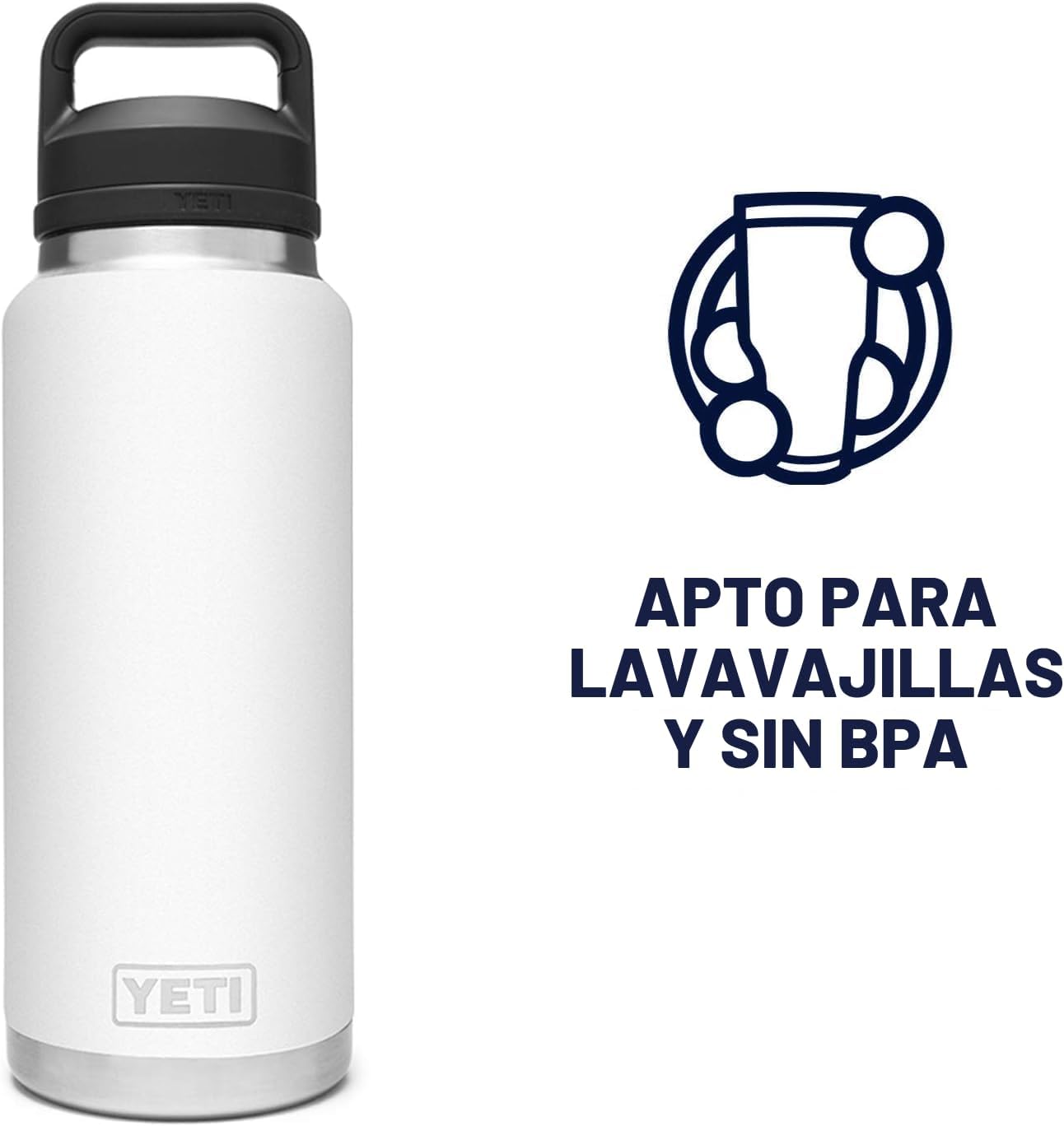 YETI Rambler - Botella de 36 onzas, aislada al vacío, a prueba de f...