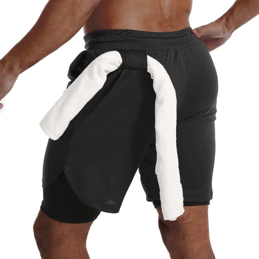 JWJ pantalones cortos 2 en 1 para correr, de secado rápido, para ho...