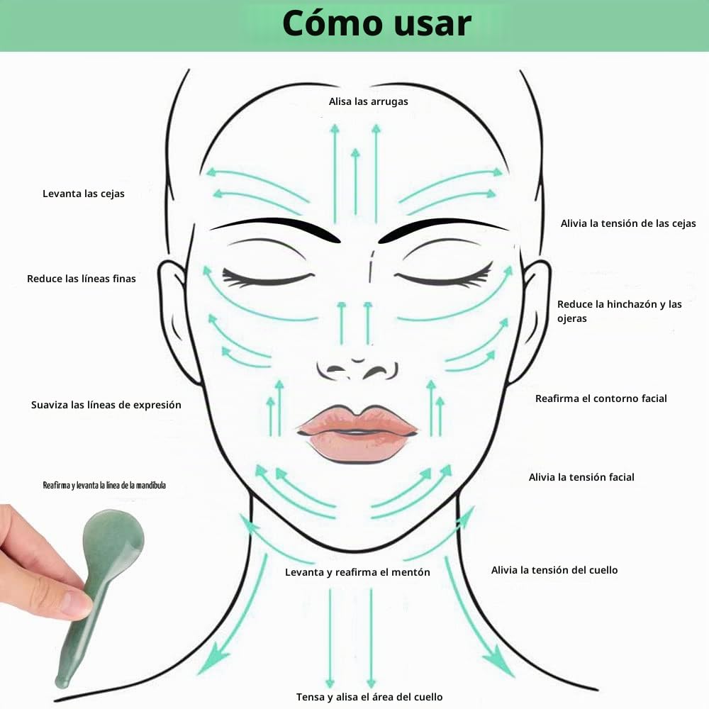 TOP SEWING Jade Gua Sha Herramientas de Masaje Herramienta Facial N...