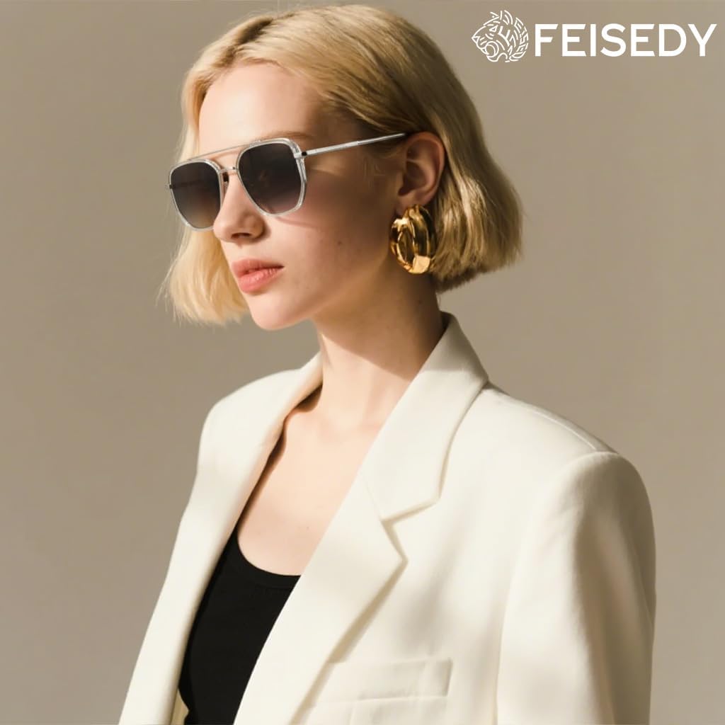 FEISEDY - Lentes de sol polarizados estilo aviador para hombres, ma...