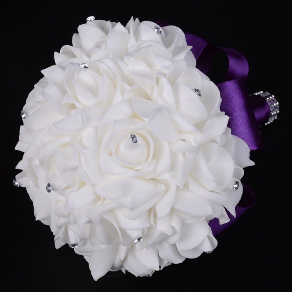 Eldwviz Ramos de Boda para Novia Blancos, Ramo de Boda para Dama de...
