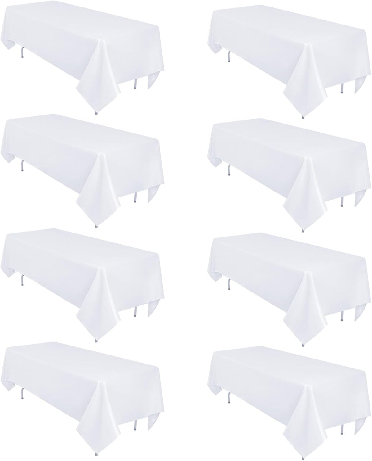 Heneger Paquete de 8 manteles rectangulares blancos de 60 x 102 pul...