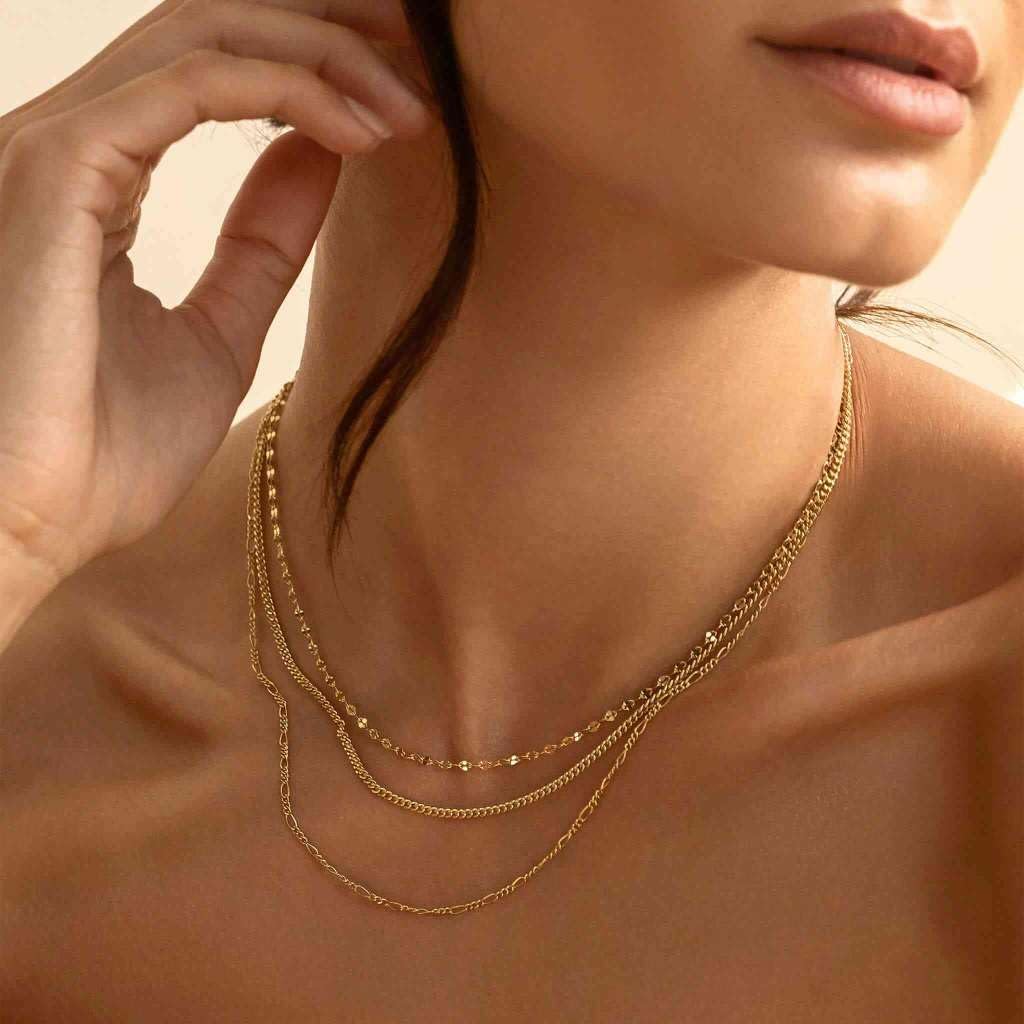 Krfy Collar de cadena chapada en oro de 14 quilates para mujer, a l...