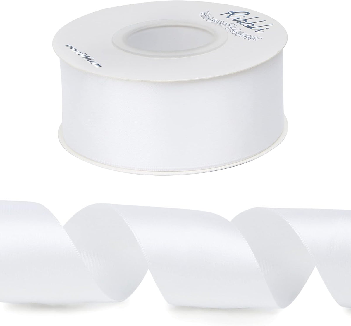 Ribbli - Cinta de satén blanca de doble cara, 1-1\/2 pulgadas x 25...