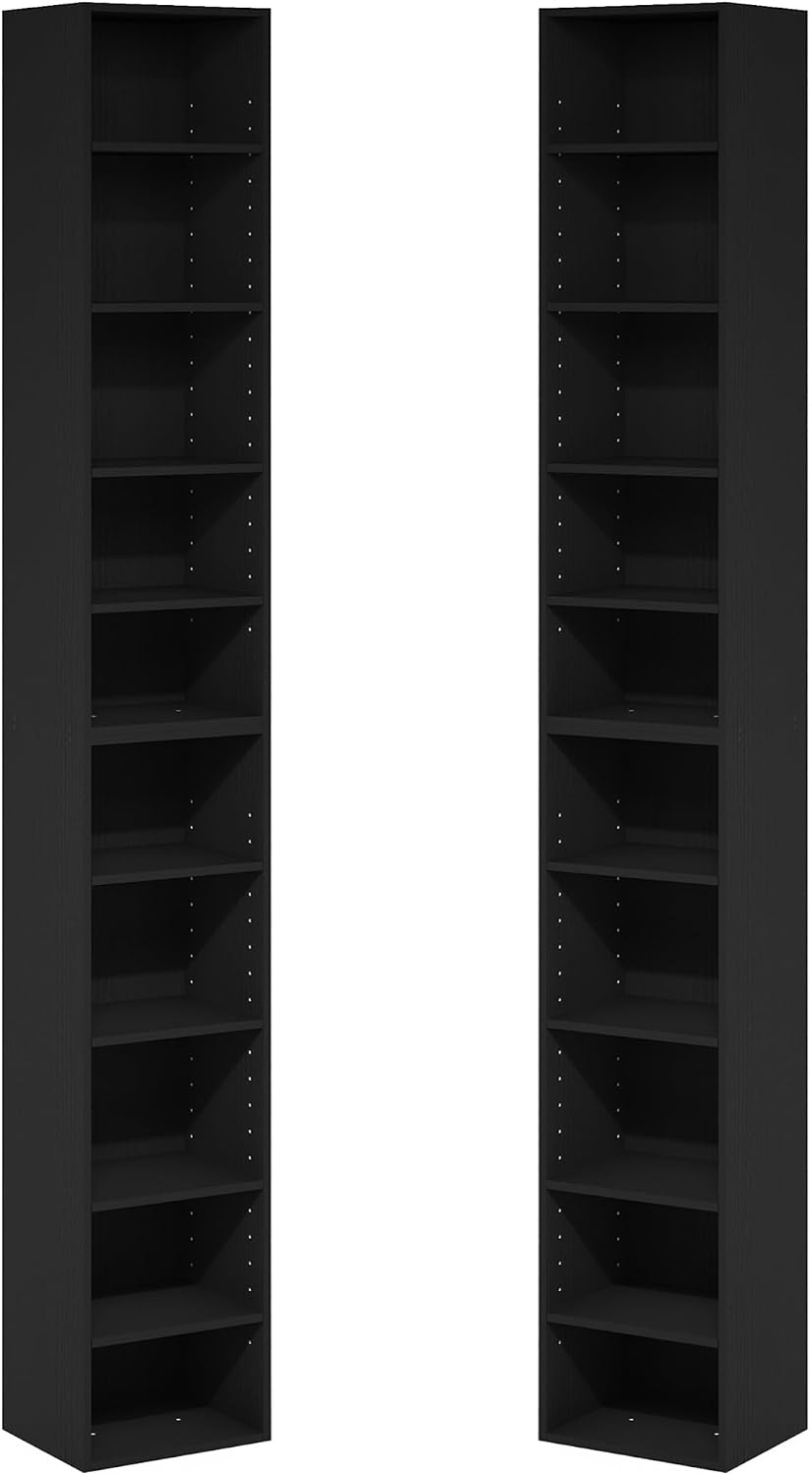 Furinno Pasir - Juego de 2 estantes estrechos de 10 niveles, madera...
