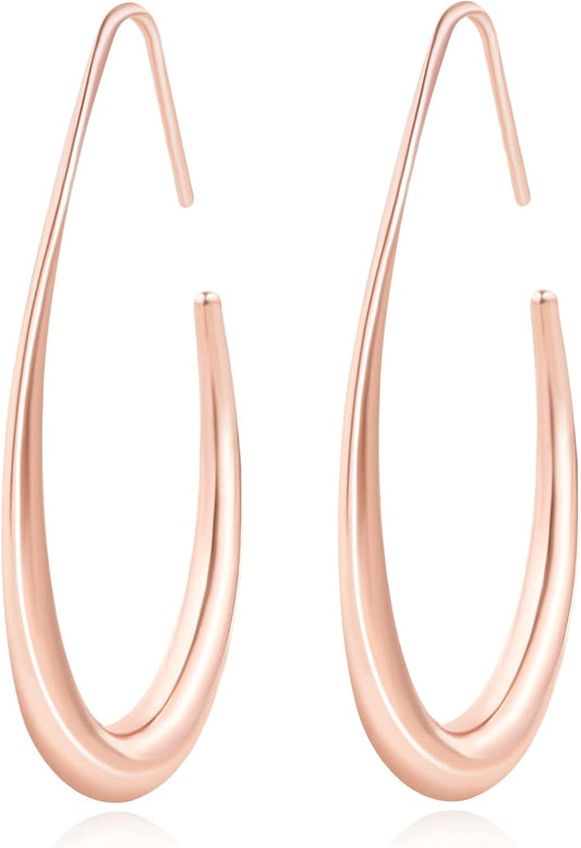 Aretes de aro ligeros con forma de lágrima para mujer, chapados en...