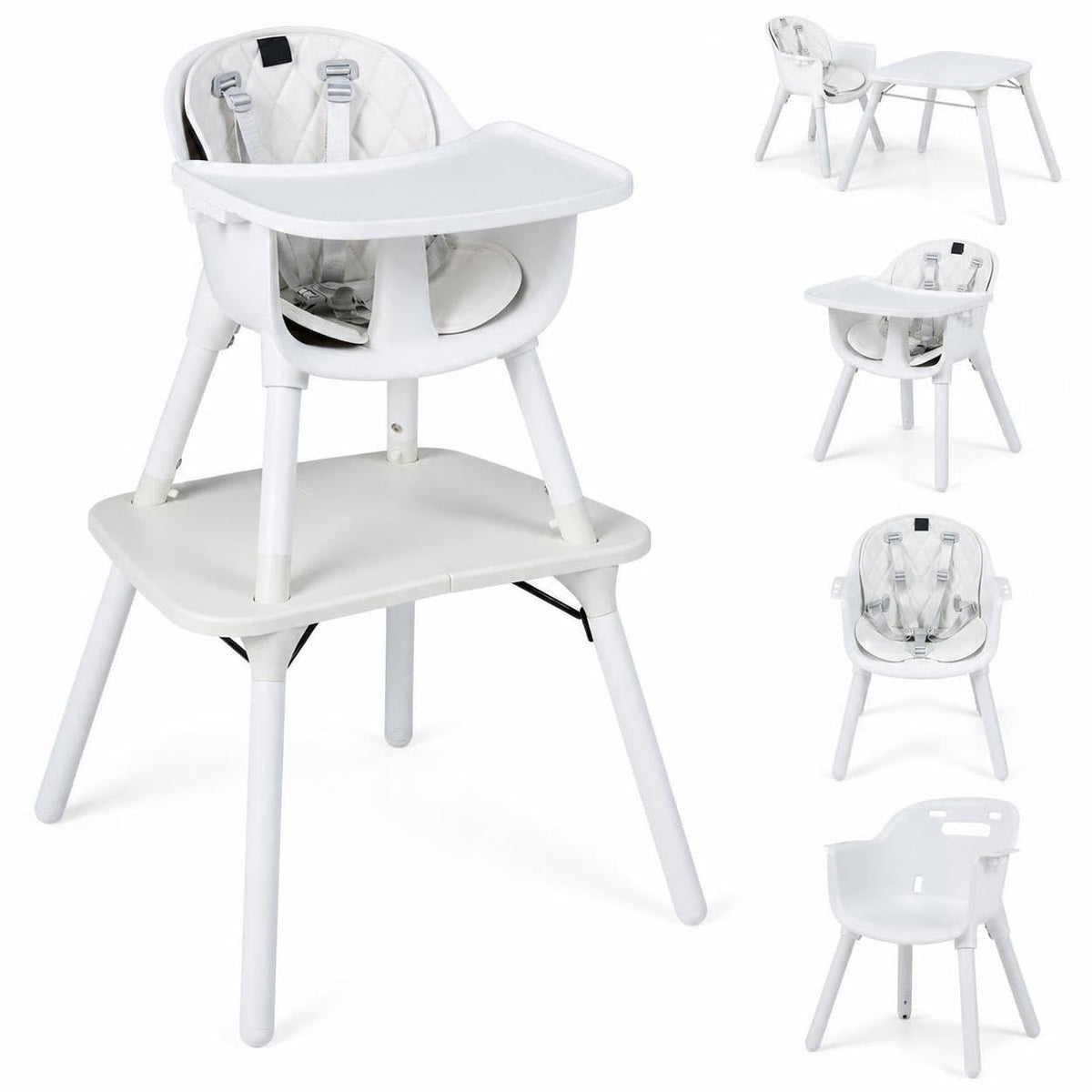 HONEY JOY Silla alta 6 en 1, silla alta convertible para bebés y ni...