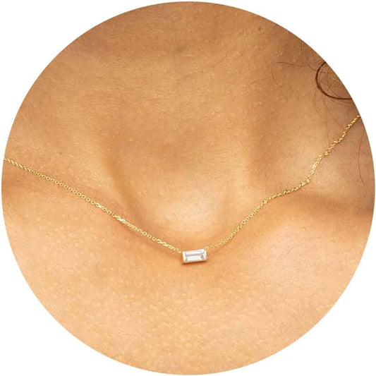 JSJOY Collar de piedra natal dorada para mujer, delicado collar con...