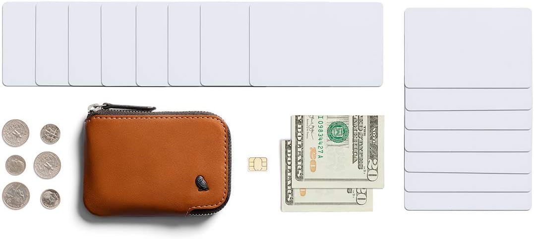 Bellroy - Tarjetero (pequeña cartera de cuero con cremallera, con c...