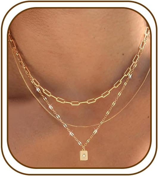 YEEZII Collares en capas de oro para mujer a la moda, 3 piezas, col...