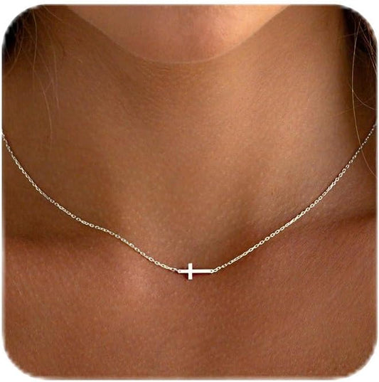 Yatumery Delicado collar de cruz de oro para mujer, chapado en oro...