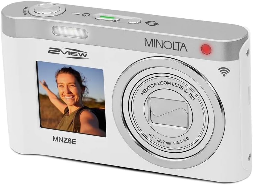 Minolta MNZ6E 2VIEW 64MP 6X Cámara WiFi con zoom óptico, 4K UHD, pa...