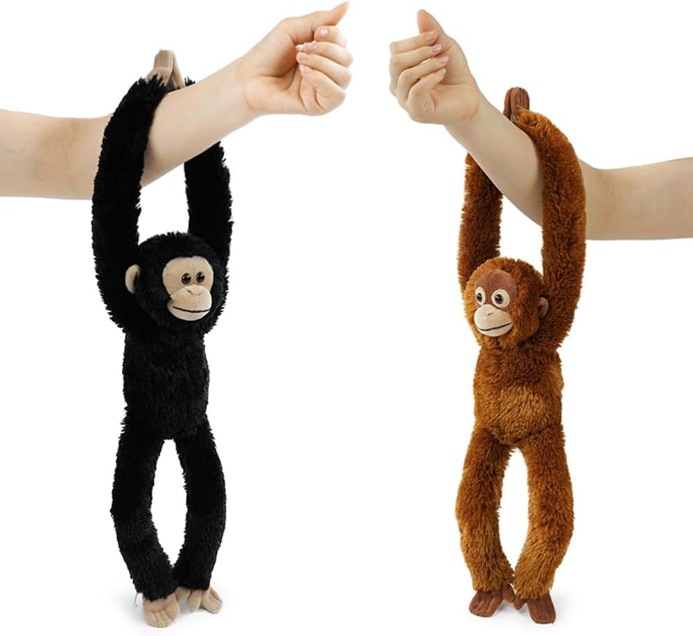Hideekoog Animales de peluche de orangután colgantes, 2 juguetes de...