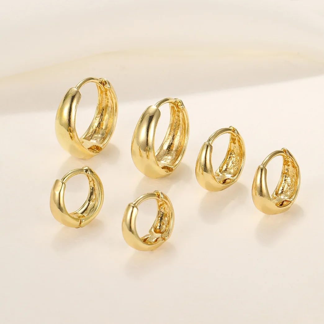 Juego de 3 pares de aretes de aro de oro para mujer, joyería de mod...
