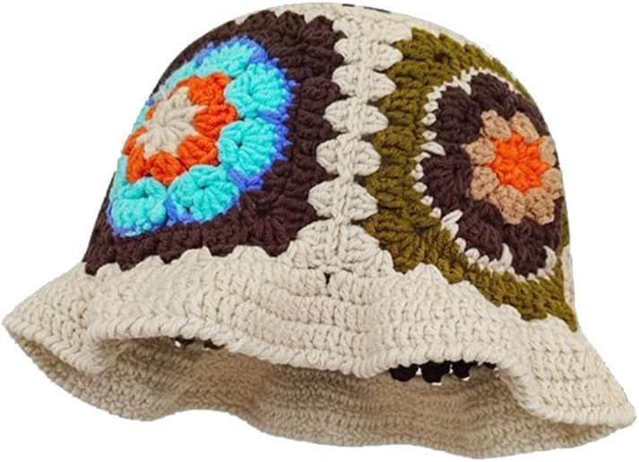 HCBLWY Sombrero de pescador de ganchillo hecho a mano, plegable, go...