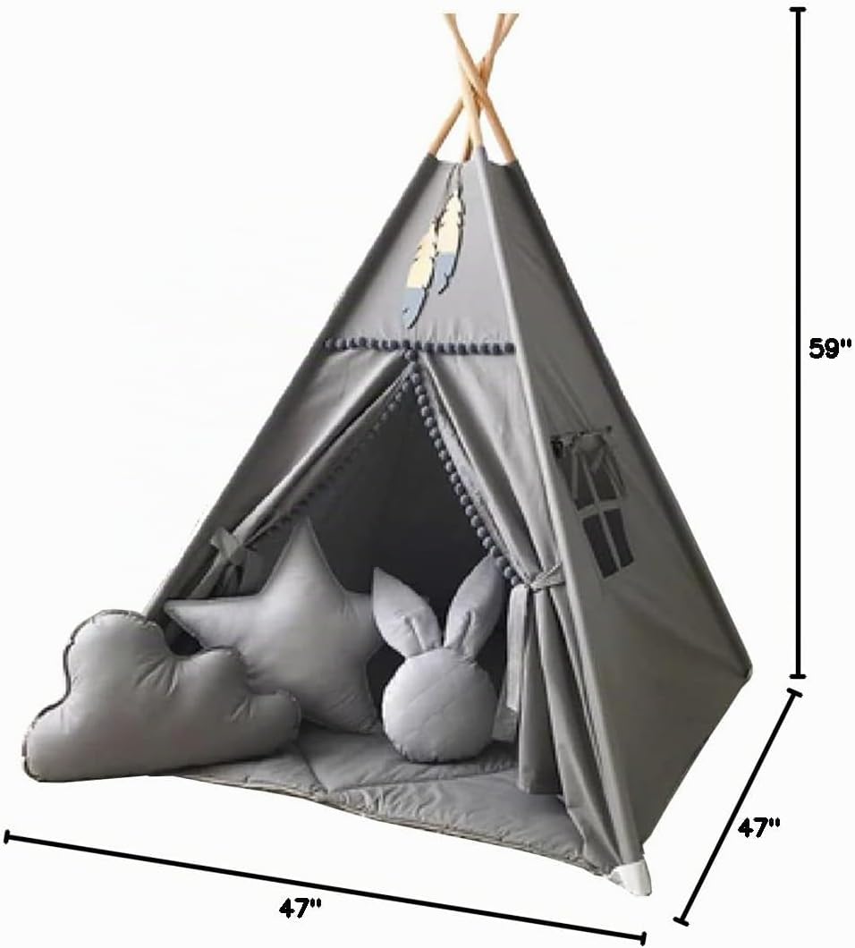 RONGFA Tienda de campaña tipi para niños con pompón blanco - Tienda...
