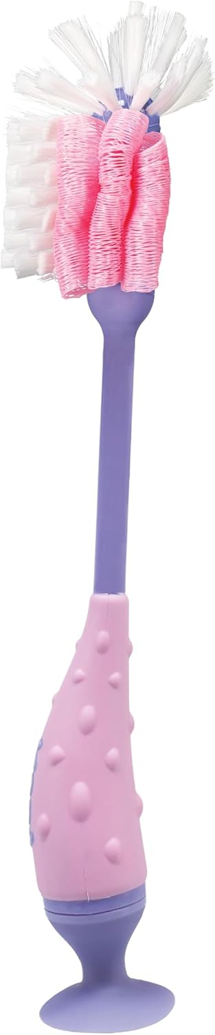 Nuby Cepillo 2 en 1 para biberón con soporte, cerdas de nailon suav...