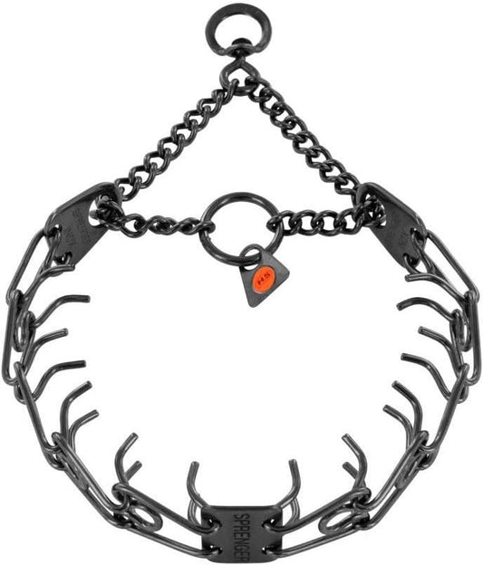 Herm Sprenger - Collar de acero inoxidable negro para perro, collar...