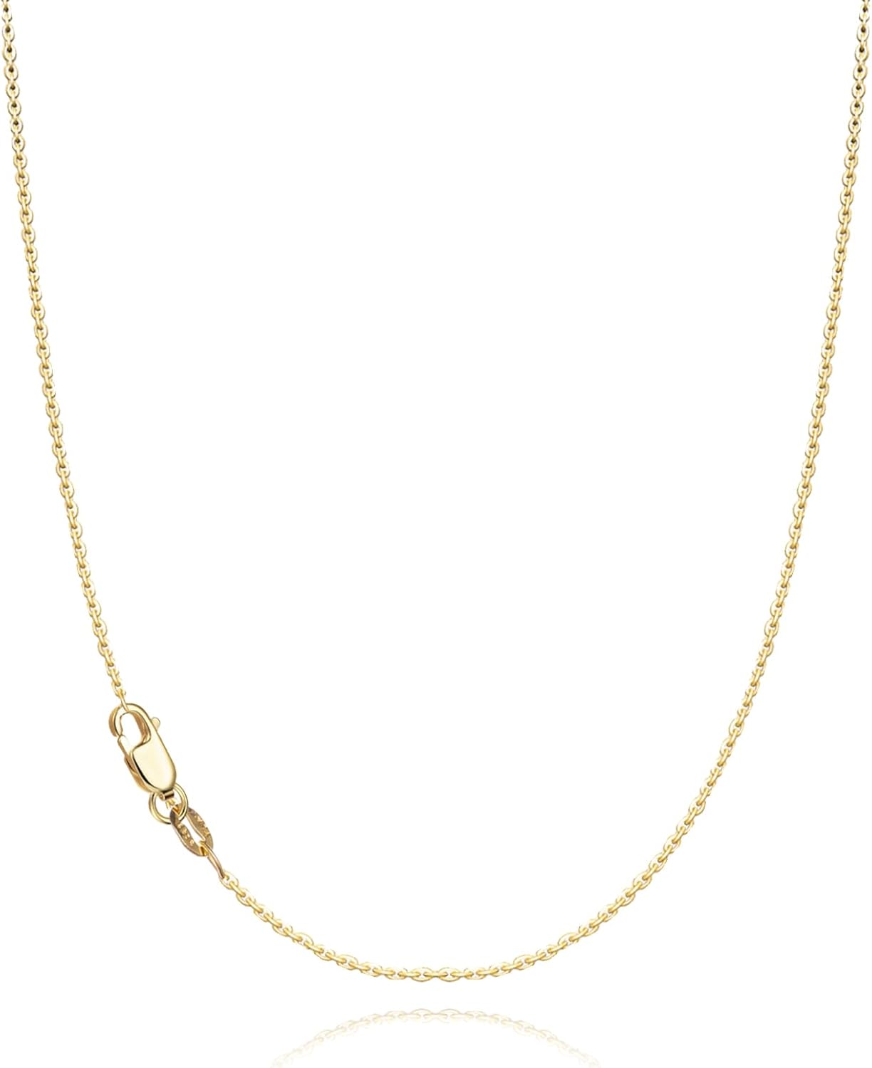 WishChic Collar de cadena de plata de ley 925 chapada en oro sólido...