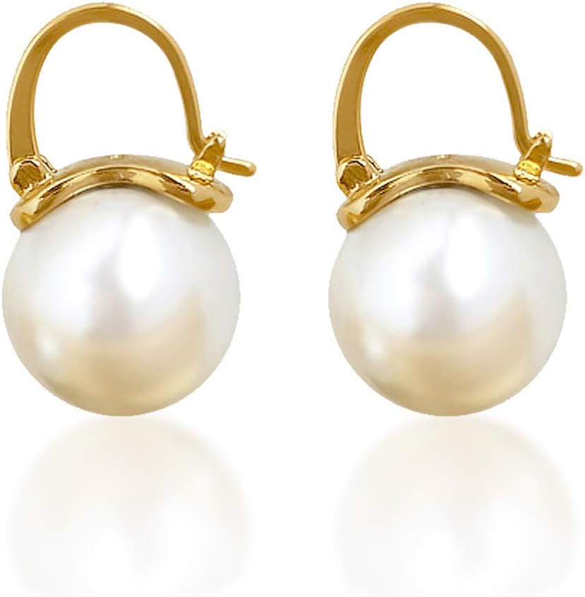 OwMell Elegantes Pendientes Colgantes de Plata de Ley 925 con Perla...