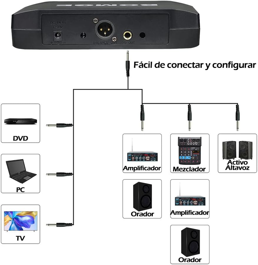 BOMGE Sistema de micrófono inalámbrico, juego de micrófono inalámbr...