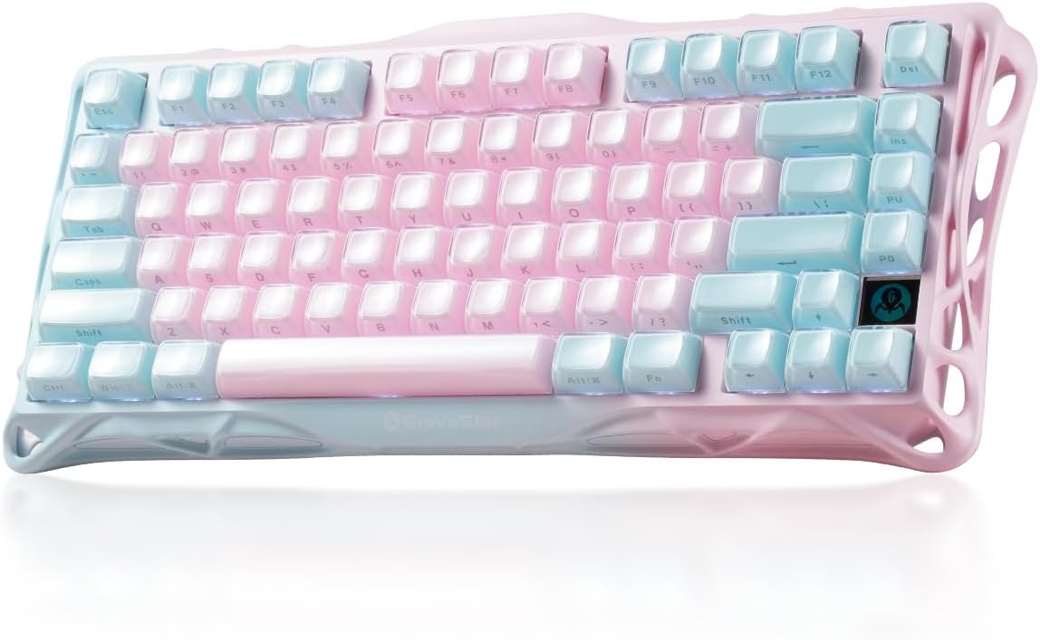 Teclado para juegos GravaStar Mercury K1 Lite 75%, teclado inalámbr...