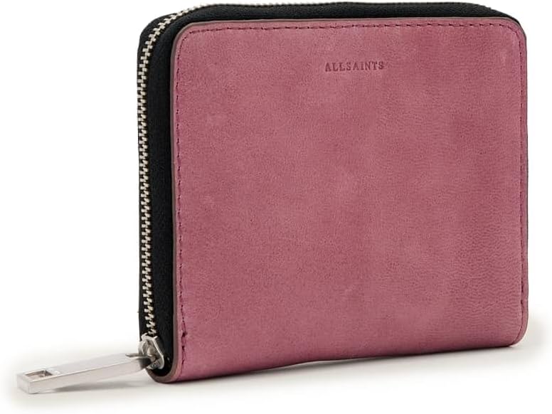 AllSaints Cartera con cremallera hexagonal Lena, Rosado (Raspberry...