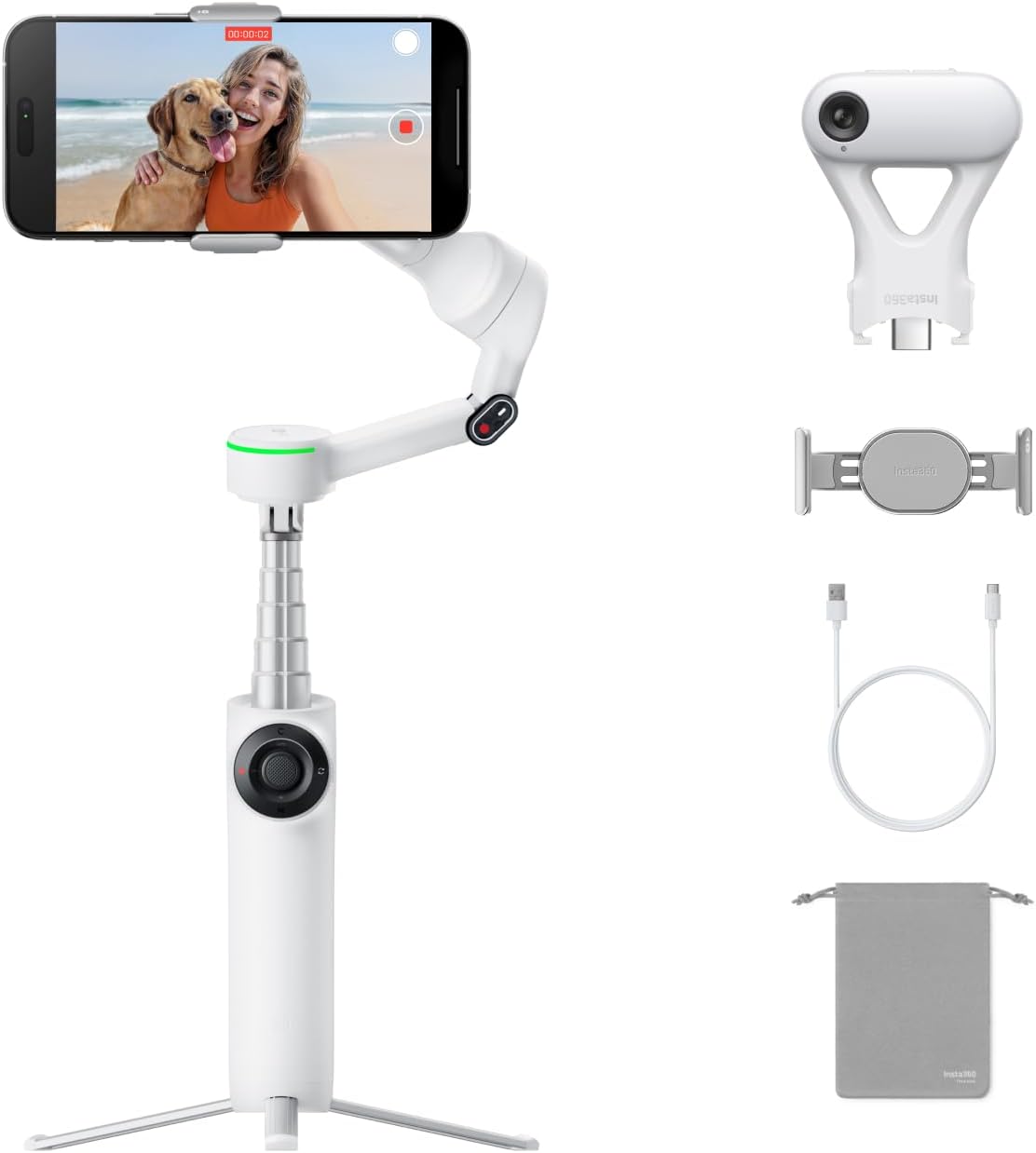 Insta360 Flow 2 Pro AI Tracker Bundle Blanco - El primer estabiliza...