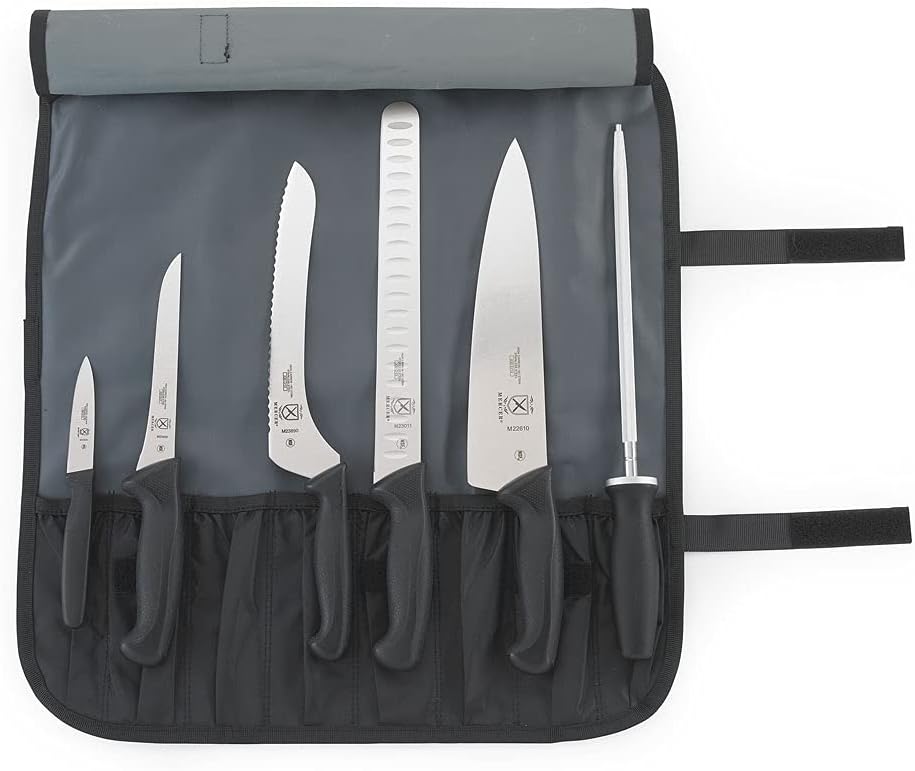 Mercer Culinary Millennia - Juego de 7 rollos de cuchillos, color n...
