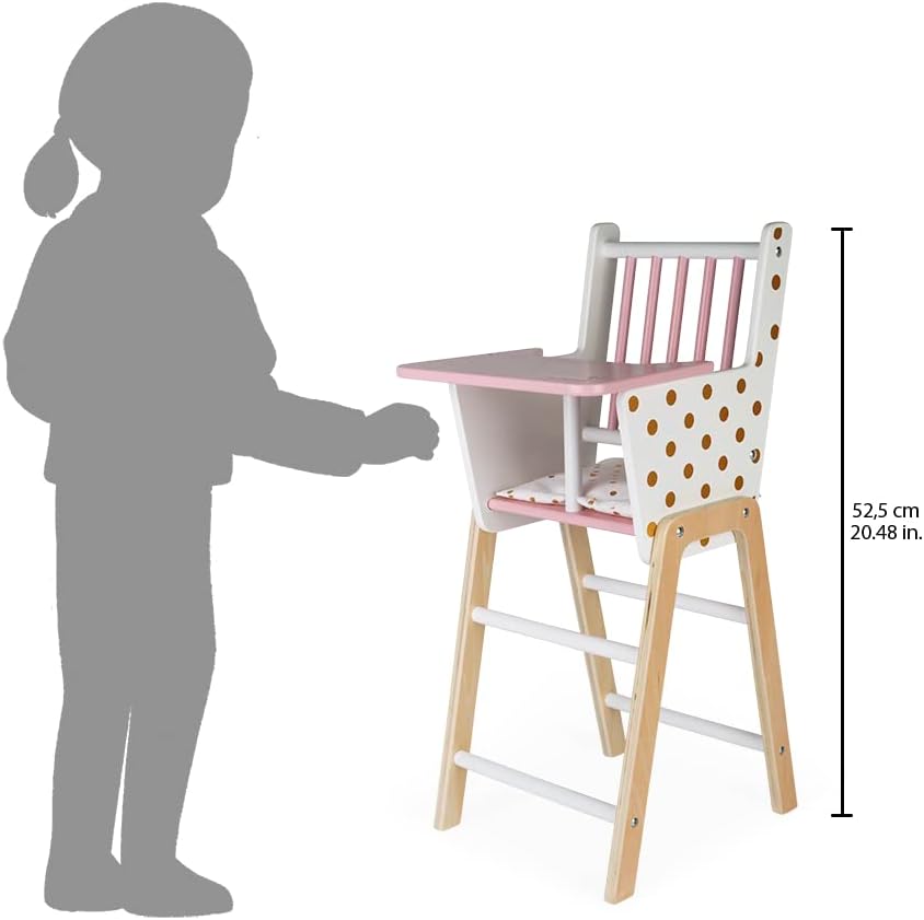 Janod - Silla alta Candy Chic de madera para muñecas de bebé a part...