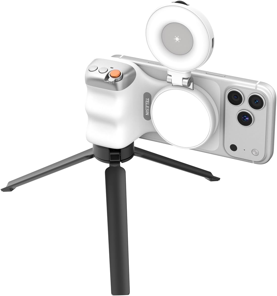 TELESIN Fun Shot - Agarre magnético para cámara de teléfono + luz m...