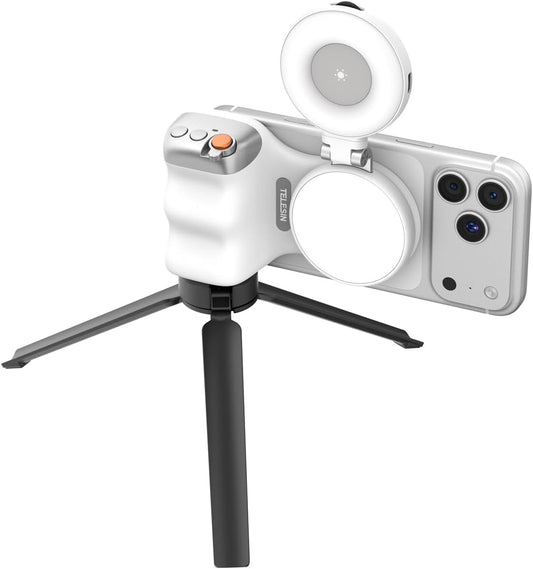 TELESIN Fun Shot - Agarre magnético para cámara de teléfono + luz m...