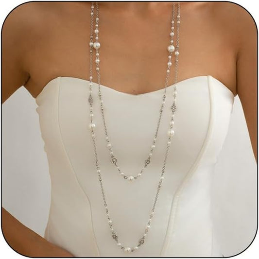 Collares de cadena larga para mujer, collares de perlas para mujer,...