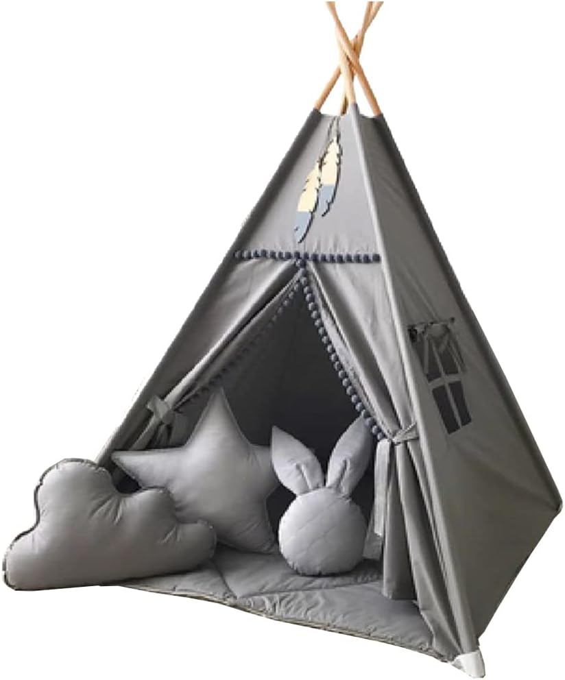 RONGFA Tienda de campaña tipi para niños con pompón blanco - Tienda...